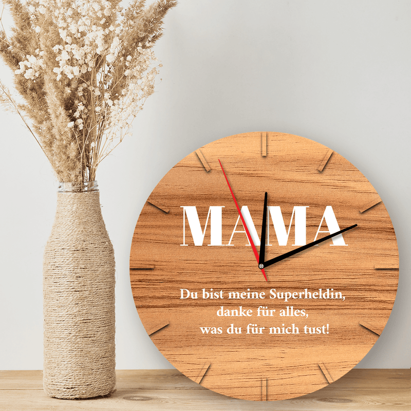 Mama als Superheldin - Uhr, personalisiertes Geschenk für Mama - Adamell.de