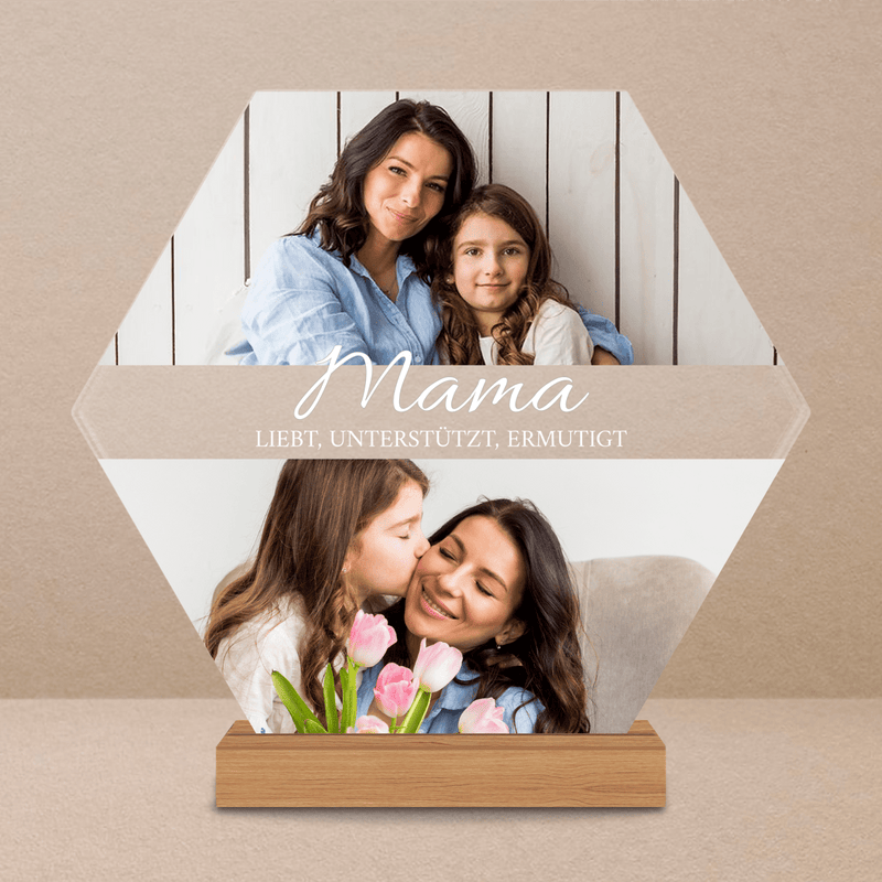 Mama liebt, unterstützt, ermutigt - Druck auf Glas, personalisiertes Geschenk für Mama - Adamell.de