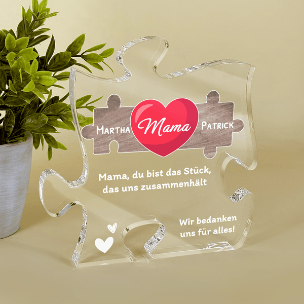 Mama, wichtigste Element - Druck auf Glas - das Puzzle, personalisiertes Geschenk für Mama - Adamell.de