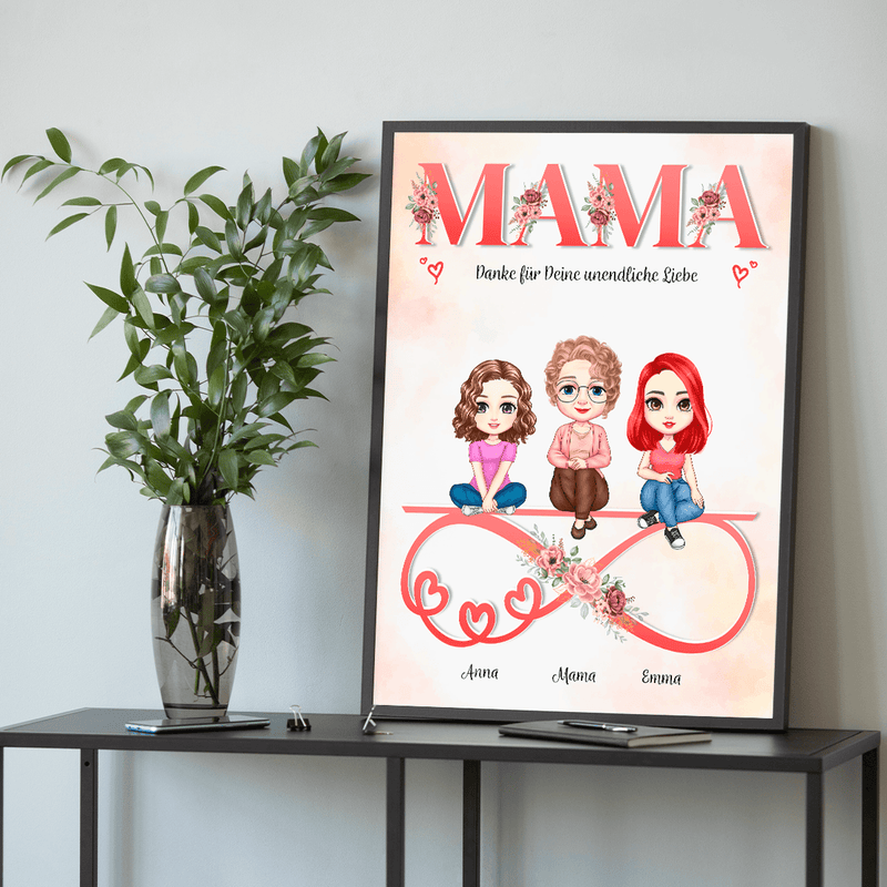 Mamas unendliche Liebe - Poster, personalisiertes Geschenk für Mama - Adamell.de