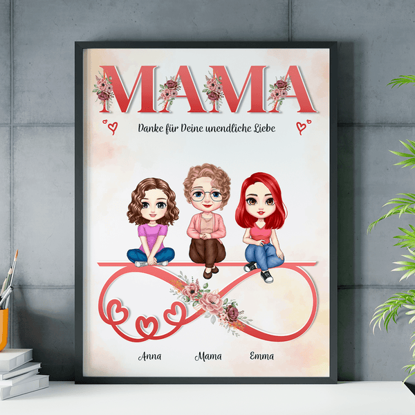 Mamas unendliche Liebe - Poster, personalisiertes Geschenk für Mama - Adamell.de