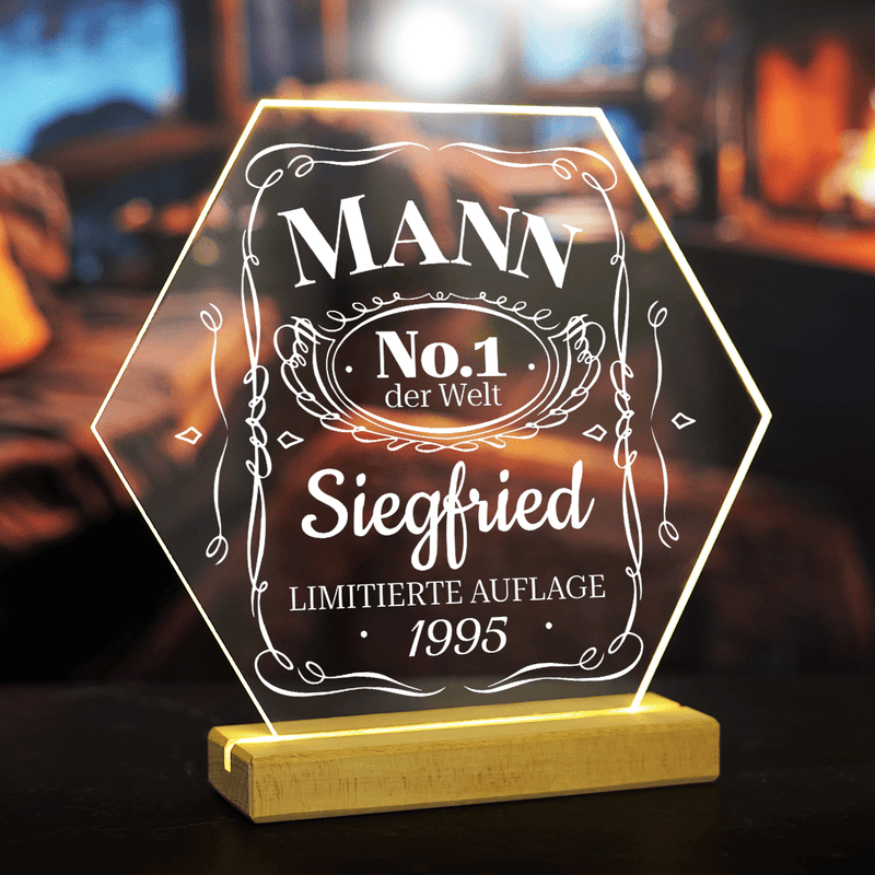 Mann Nr. 1 - Druck auf Glas, personalisiertes Geschenk für Mann - Adamell.de