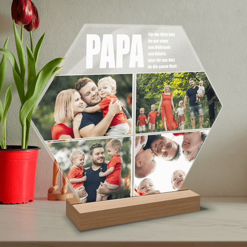 Mein besonderer Papa 4 Fotos - Druck auf Glas, personalisiertes Geschenk für Papa - Adamell.de