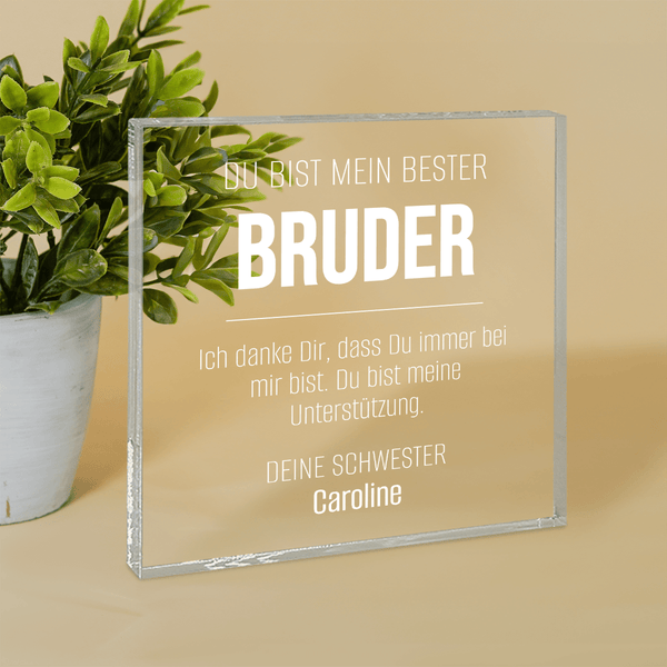 Mein bester Bruder - Druck auf quadratischem Glas, personalisiertes Geschenk für Bruder - Adamell.de