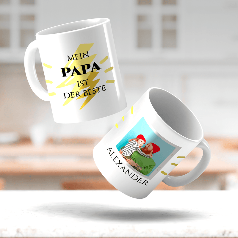 Mein Papa ist der beste - 1x bedruckte Tasse, personalisiertes Geschenk für Papa - Adamell.de