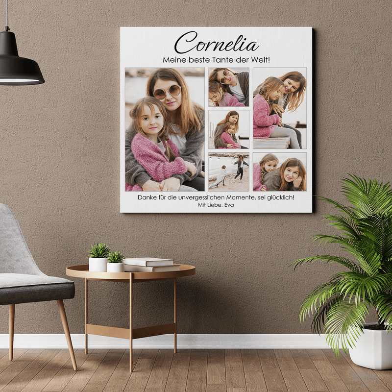 Meine beste Tante Collage - Druck auf Leinwand, personalisiertes Geschenk für Tante - Adamell.de