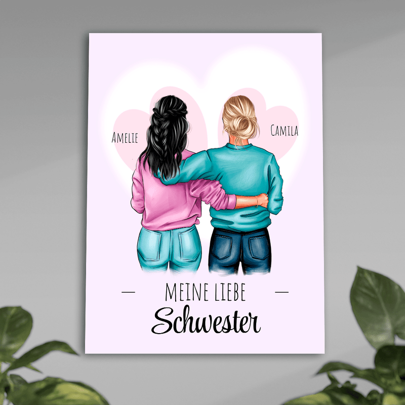 Meine geliebte Schwester - Poster, personalisiertes Geschenk für Schwester - Adamell.de