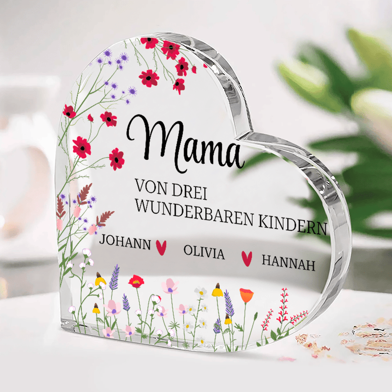 Meine Kinder - Herz aus Glas, personalisiertes Geschenk für Mama - Adamell.de