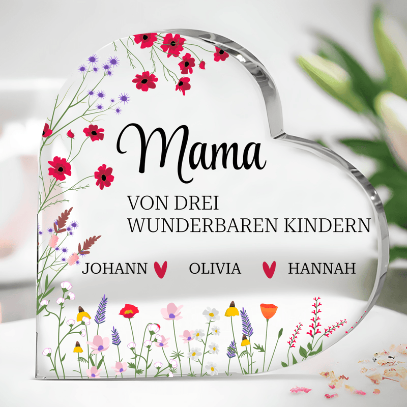 Meine Kinder - Herz aus Glas, personalisiertes Geschenk für Mama - Adamell.de