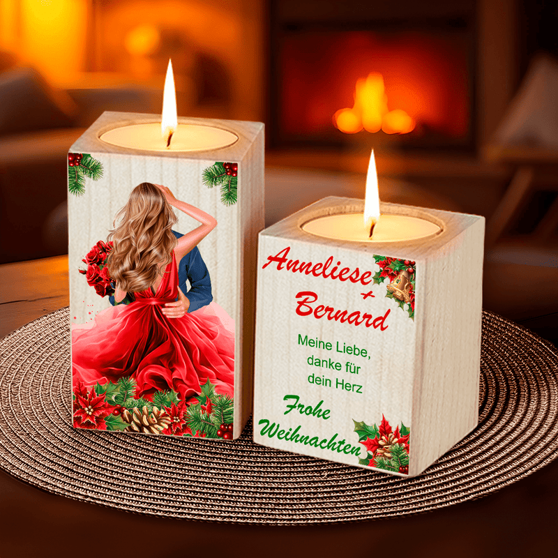 Meine Liebe - 2 x Kerzenständer aus Holz, personalisiertes Geschenk für Ehefrau - Adamell.de