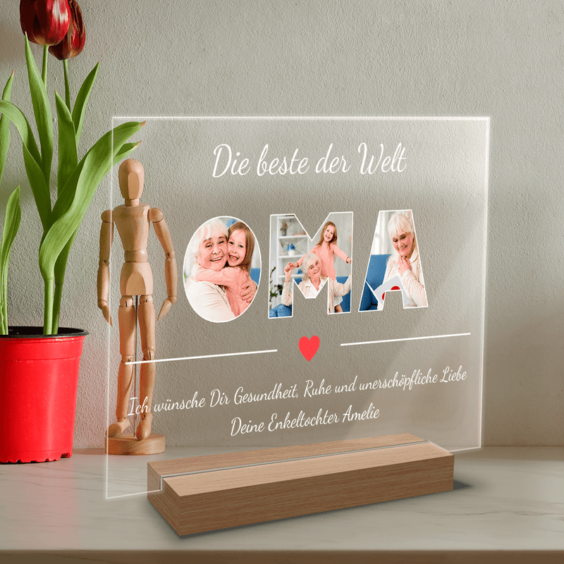 Meine Oma ist die beste der Welt - Druck auf Glas, personalisiertes Geschenk für Oma - Adamell.de