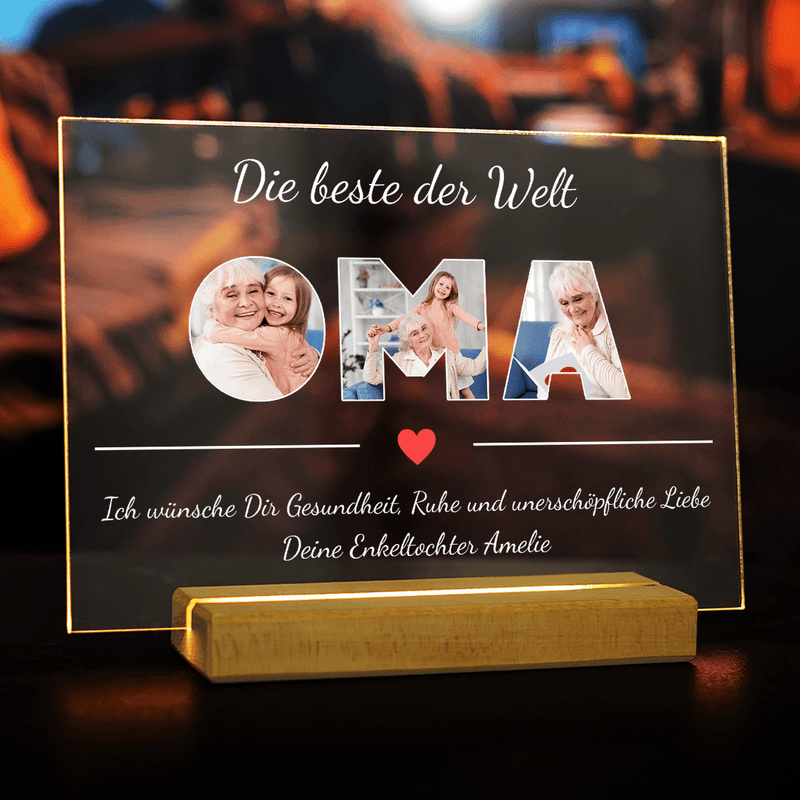 Meine Oma ist die beste der Welt - Druck auf Glas, personalisiertes Geschenk für Oma - Adamell.de