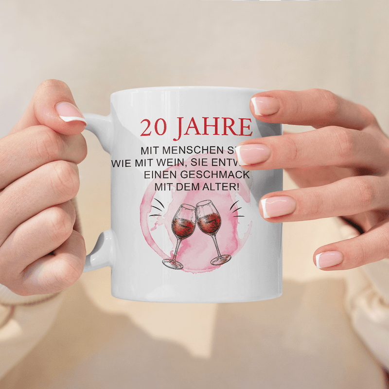 Menschen wie Wein - Satz von 2 x Bedruckte Tasse, personalisiertes Geschenk für Frau - Adamell.de