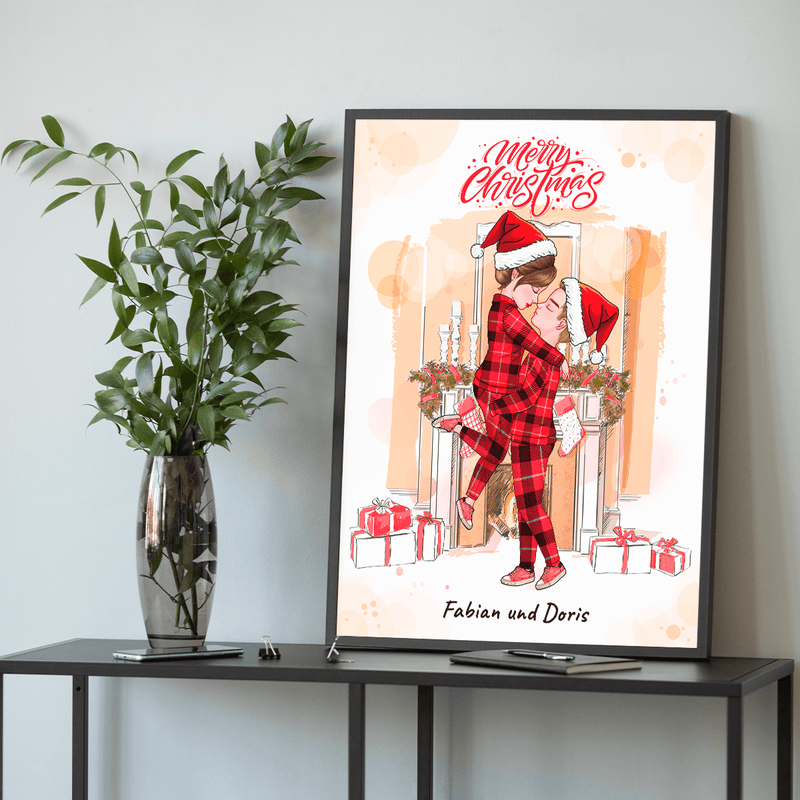 Merry Christmas Clipart - Poster, personalisiertes Geschenk für Paar - Adamell.de