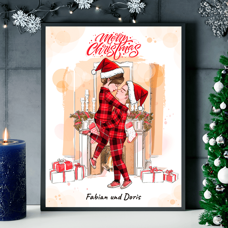 Merry Christmas Clipart - Poster, personalisiertes Geschenk für Paar - Adamell.de