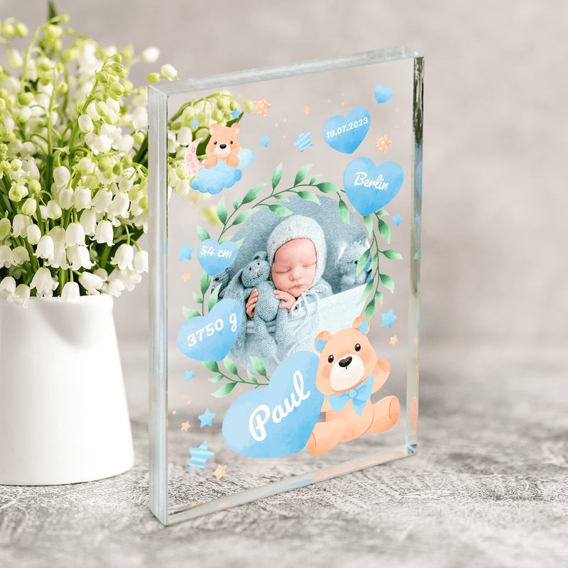Metriken des Kindes - Druck auf Glas, personalisiertes Geschenk für Kind - Adamell.de