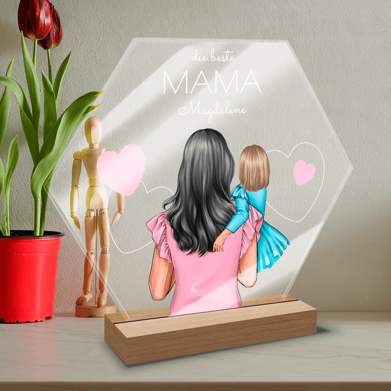 Mutter und Tochter - Druck auf Glas, personalisiertes Geschenk für Mama - Adamell.de