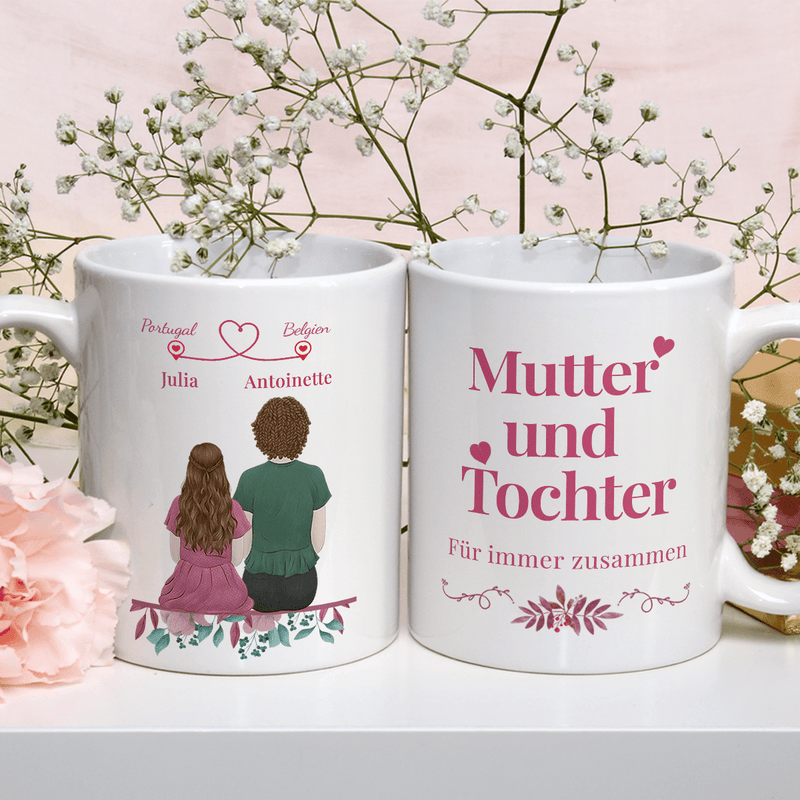 Mutter und Tochter für immer - 1x bedruckte Tasse, personalisiertes Geschenk für Mama - Adamell.de