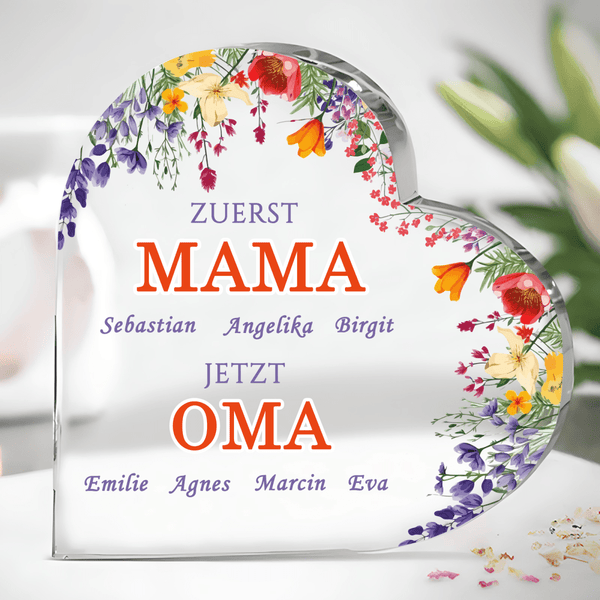 Mutter/Oma - Herz aus Glas, personalisiertes Geschenk für Oma - Adamell.de