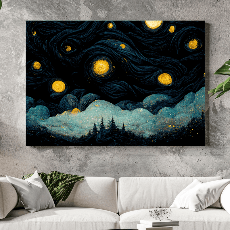 Nachtlandschaft - Bild auf Leinwand, originelles Geschenk für Frau - Adamell.de