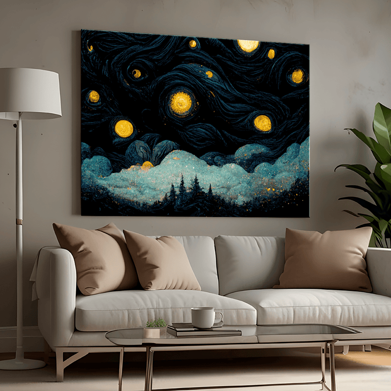 Nachtlandschaft - Bild auf Leinwand, originelles Geschenk für Frau - Adamell.de