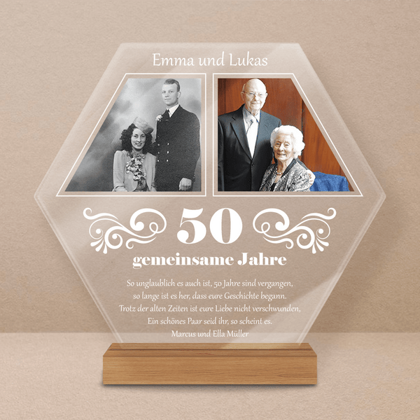 Nasze 50 lat razem - Druck auf Glas, personalisiertes Geschenk für Paar - Adamell.de