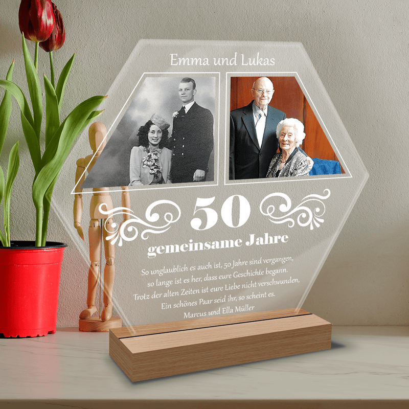 Nasze 50 lat razem - Druck auf Glas, personalisiertes Geschenk für Paar - Adamell.de