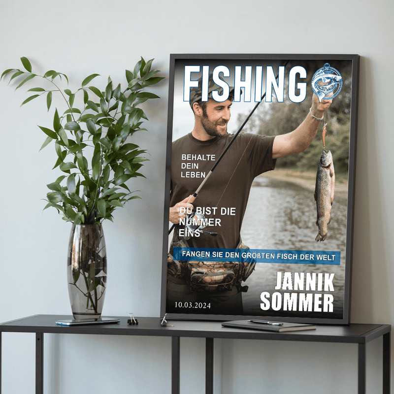 Nummer eins der Angler - Poster, personalisiertes Geschenk für Mann - Adamell.de