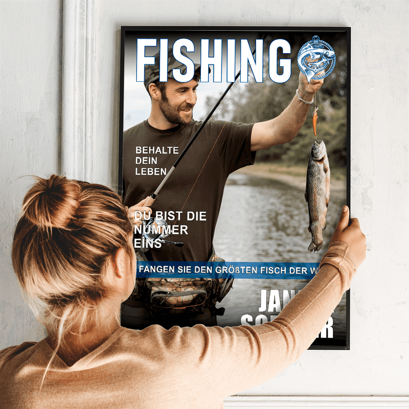 Nummer eins der Angler - Poster, personalisiertes Geschenk für Mann - Adamell.de