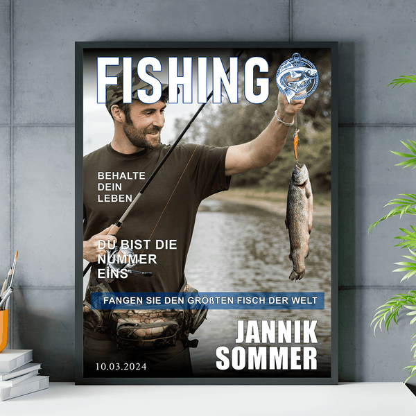 Nummer eins der Angler - Poster, personalisiertes Geschenk für Mann - Adamell.de