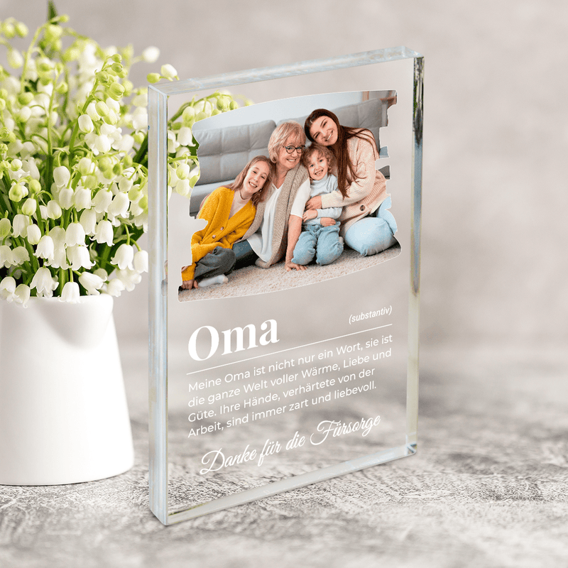 OMA Definition - Druck auf Glas, personalisiertes Geschenk für Oma - Adamell.de