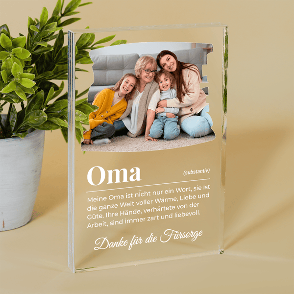 OMA Definition - Druck auf Glas, personalisiertes Geschenk für Oma - Adamell.de