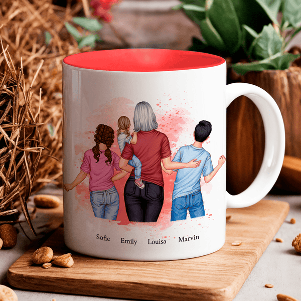 Oma mit Enkelkindern Clipart - 1x bedruckte Tasse, personalisiertes Geschenk für Oma - Adamell.de