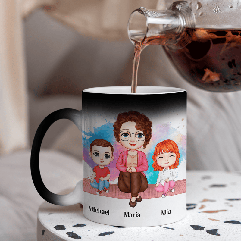 Oma und Enkelkinder Clipart - 1x Bedruckte Zaubertasse, personalisiertes Geschenk für Oma - Adamell.de