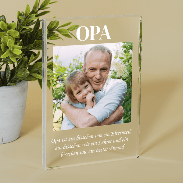 Opa-Inschrift + Text - Druck auf Glas, personalisiertes Geschenk für Opa - Adamell.de