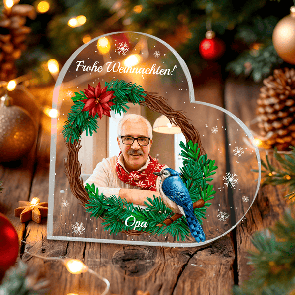 Opas Weihnachtsfoto - Druck auf Glas, personalisiertes Geschenk für Opa - Adamell.de