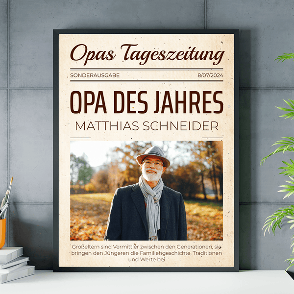 Opas Zeitung - Poster, personalisiertes Geschenk für Opa - Adamell.de