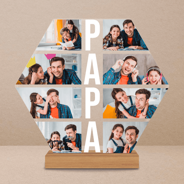 PAPA Collage 8 Fotos - Druck auf Glas, personalisiertes Geschenk für Papa - Adamell.de