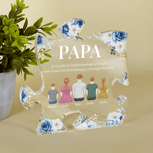 Papa ist unser Freund - Druck auf Glas - das Puzzle, personalisiertes Geschenk für Papa - Adamell.de