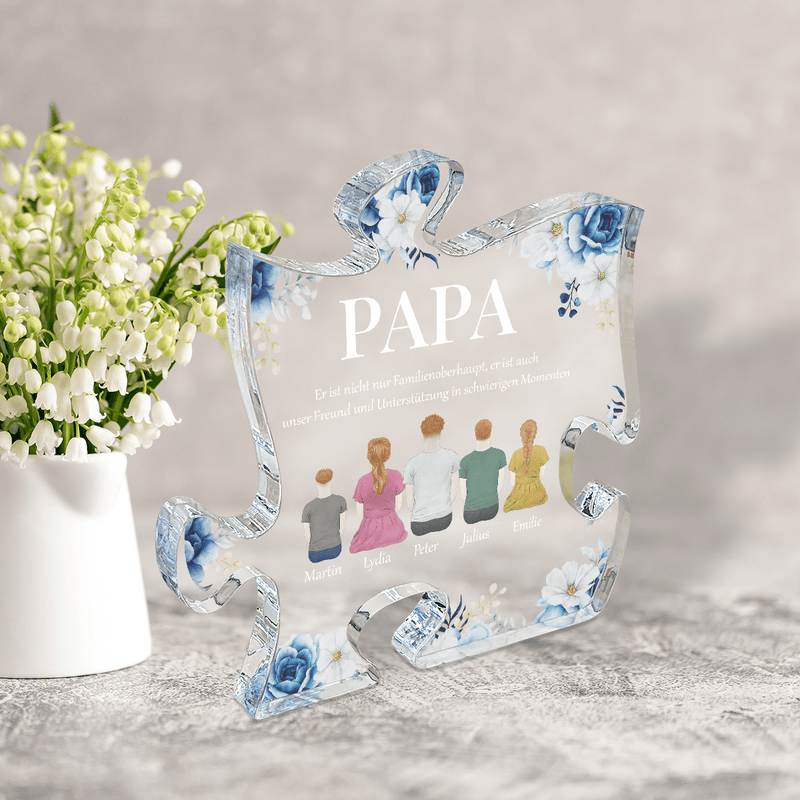 Papa ist unser Freund - Druck auf Glas - das Puzzle, personalisiertes Geschenk für Papa - Adamell.de