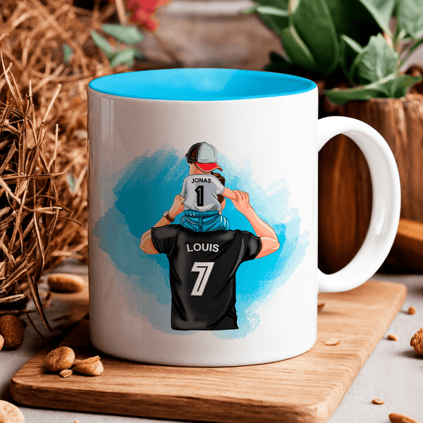 Papa mit Sohn Clipart - 1x bedruckte Tasse, personalisiertes Geschenk für Papa - Adamell.de