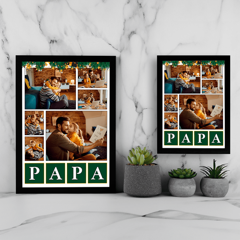 PAPA Weihnachtscollage - Druck auf Glas, personalisiertes Geschenk für Papa - Adamell.de