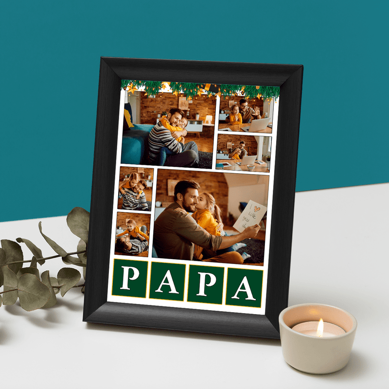 PAPA Weihnachtscollage - Druck auf Glas, personalisiertes Geschenk für Papa - Adamell.de