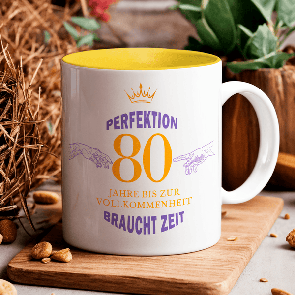 Perfekt 80 - 1x Bedruckte Tasse, personalisiertes Geschenk für Frau - Adamell.de