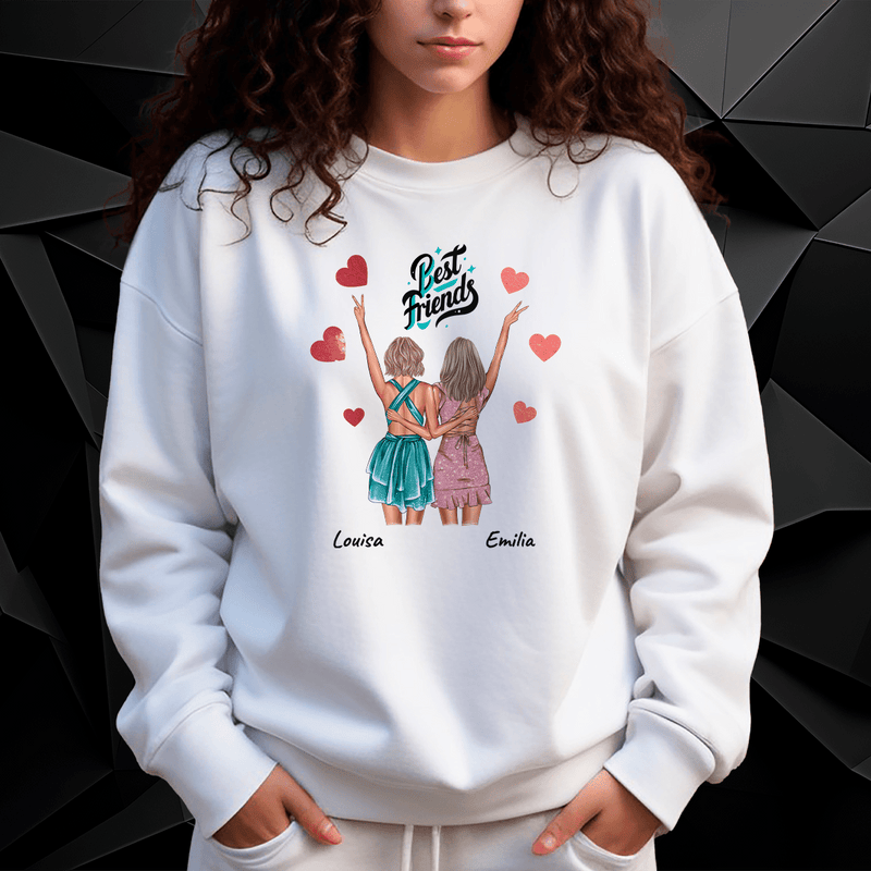 Personalisiertes Damen - Sweatshirt mit eigenem Aufdruck BEST FRIENDS CLIPART - Geschenk für Freundin - Adamell.de