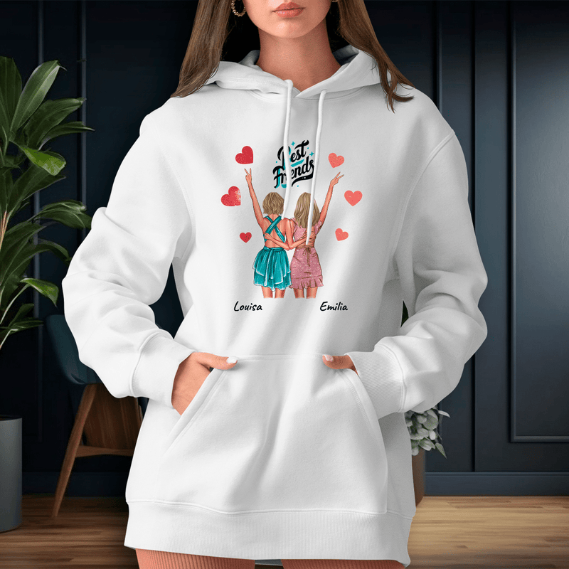 Personalisiertes Damen - Sweatshirt mit eigenem Aufdruck BEST FRIENDS CLIPART - Geschenk für Freundin - Adamell.de