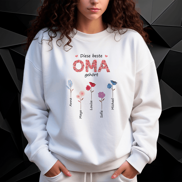 Personalisiertes Damen - Sweatshirt mit eigenem Aufdruck DIESE BESTE OMA - Geschenk für Oma - Adamell.de