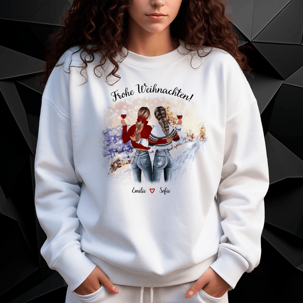 Personalisiertes Damen - Sweatshirt mit eigenem Aufdruck FROHE WEIHNACHTEN - Geschenk für Freundin - Adamell.de