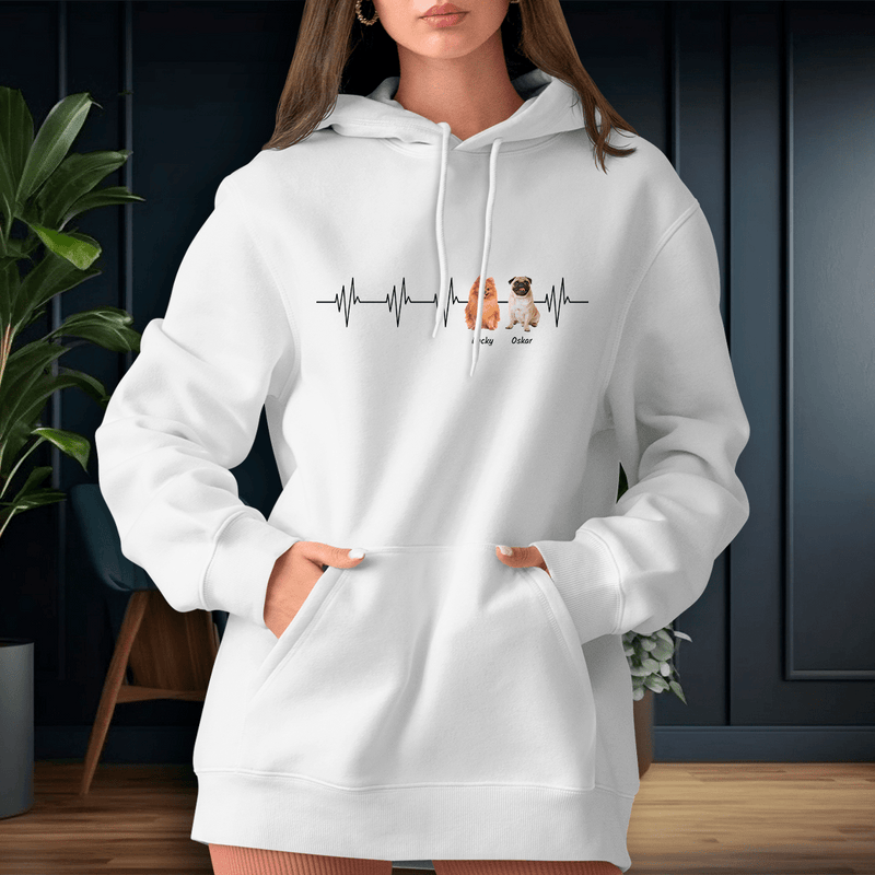 Personalisiertes Damen - Sweatshirt mit eigenem Aufdruck HERZSCHLAG - Geschenk für Hundehalterin - Adamell.de