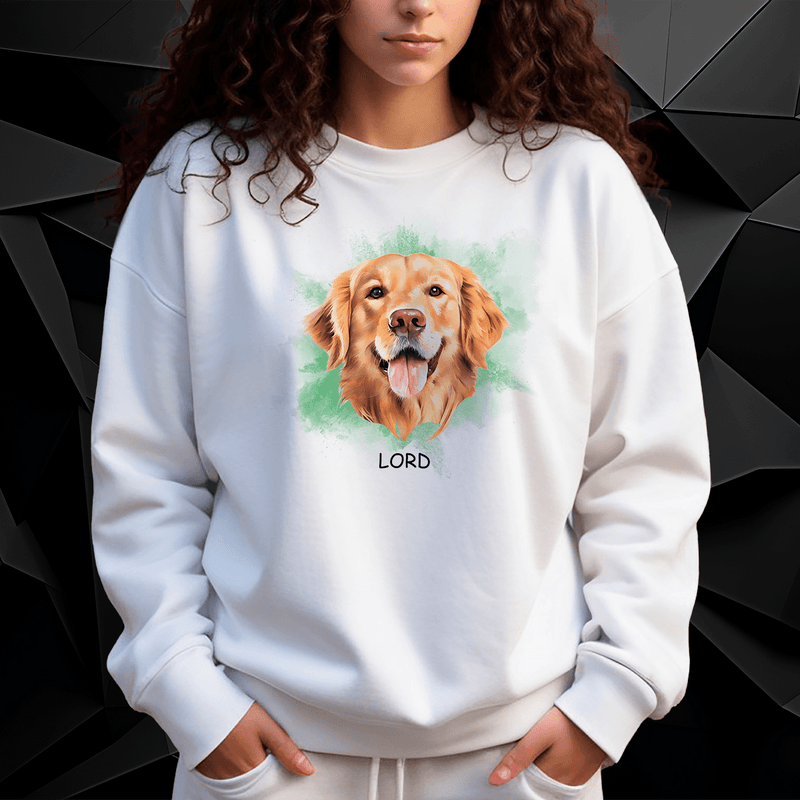 Personalisiertes Damen - Sweatshirt mit eigenem Aufdruck HUND + NAME - Geschenk für Hundehalterin - Adamell.de